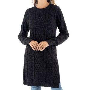 Novica Charcoal Alpaca Tunic Sweater Dress Cable Diamond Knit Peru Natural Fiber